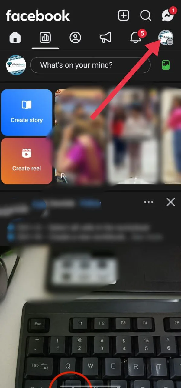 Open the Facebook app and tap the menu icon from the bottom or top navigation bar