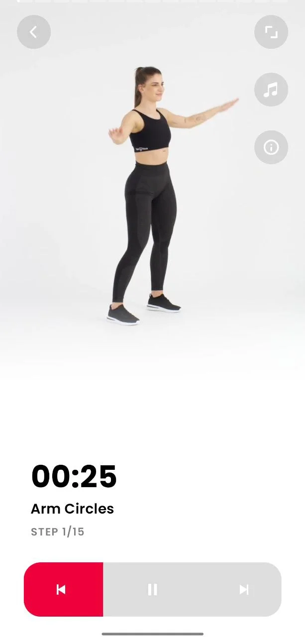 Animated guide showing how to perform exercises in JustFit app