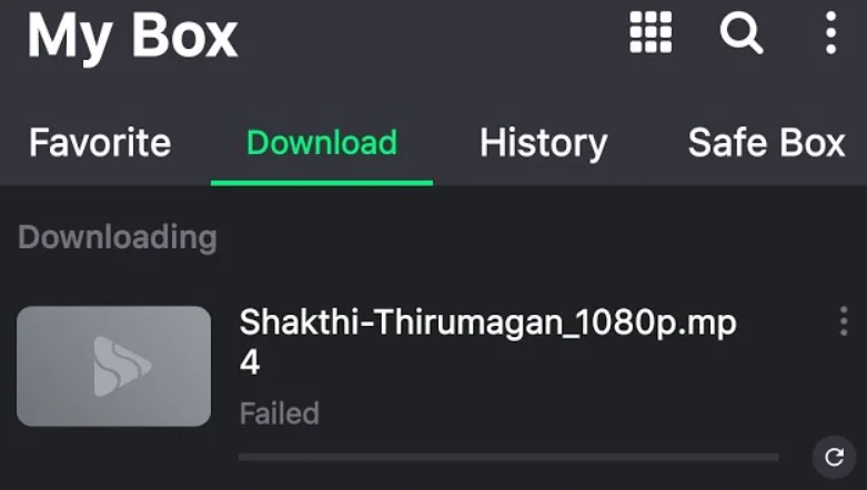 SPlayer showing the “Download Failed” error on the screen