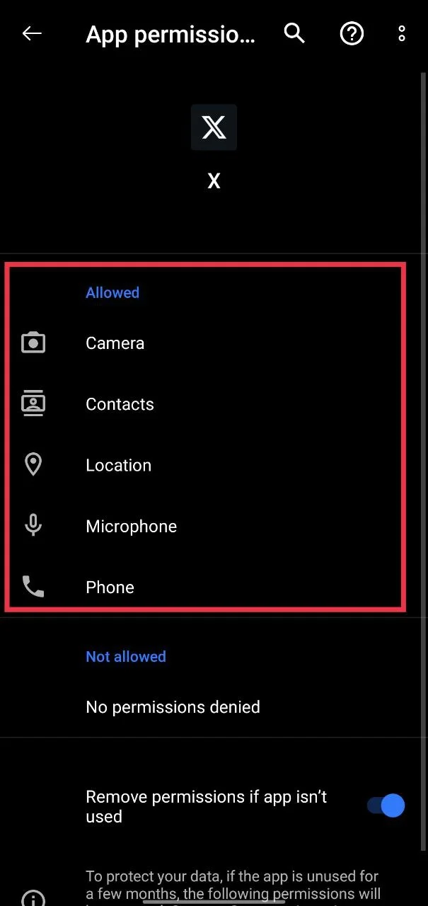 Allow all necessary permissions for X (Twitter) app on Android