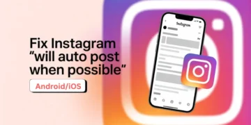 Step-by-step guide showing how to fix the Instagram “Will Auto Post When Possible” error on Android and iPhone
