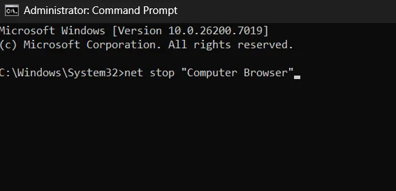 Type the command net stop Computer Browser in Command Prompt to stop the service