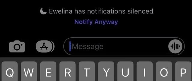 iMessage Focus status visible
