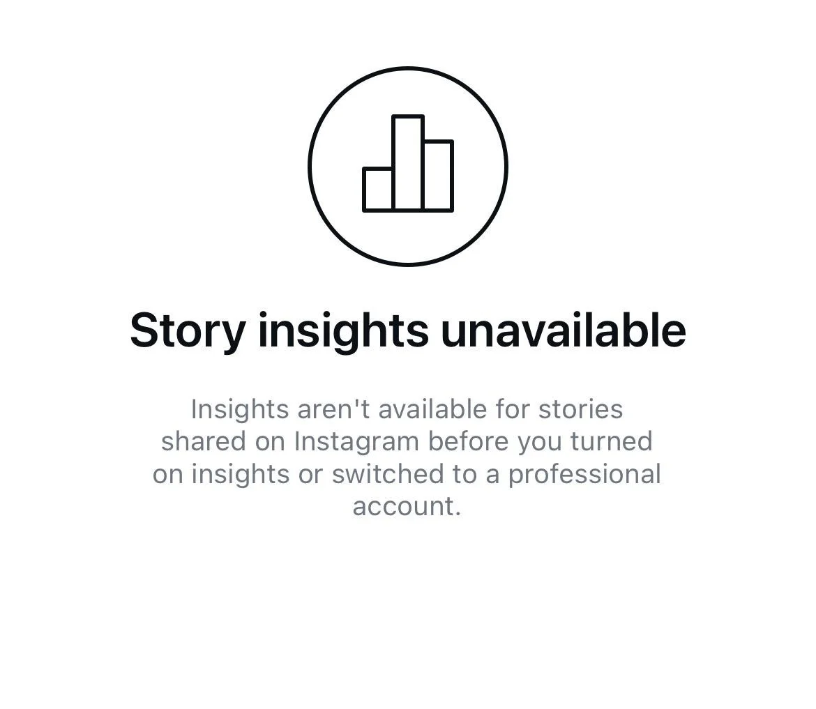 Instagram showing Insights unavailable error on profile analytics