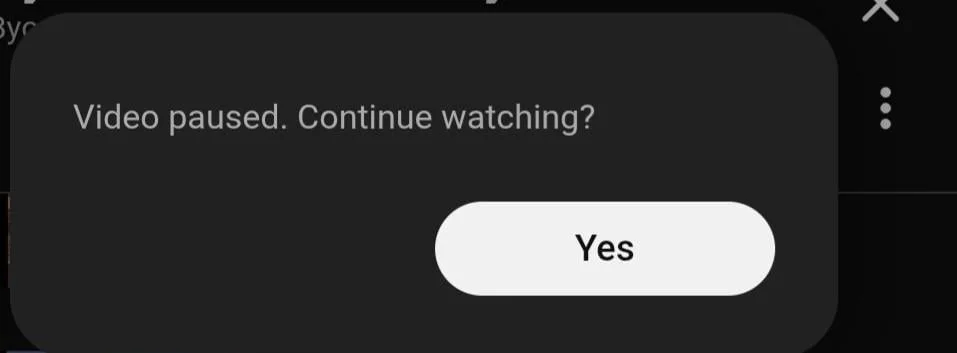 Video paused Continue watching message displayed on a YouTube video page