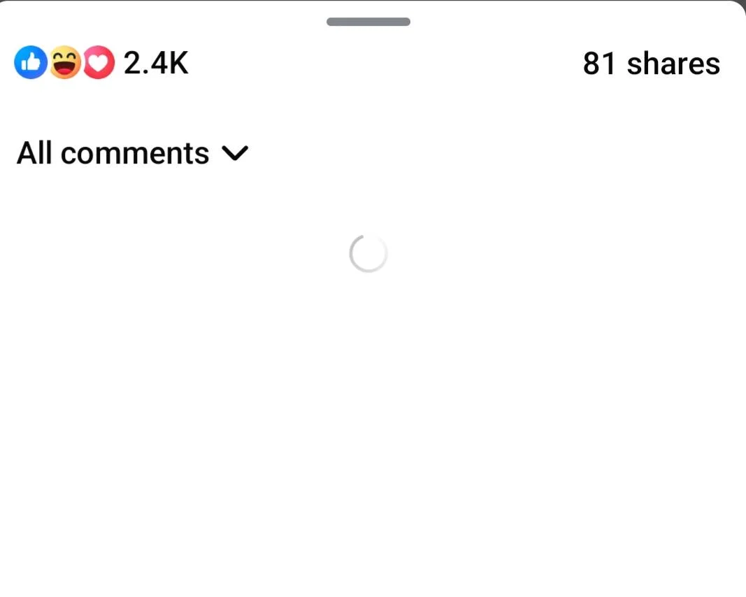 Facebook comments section stuck loading with blank screen