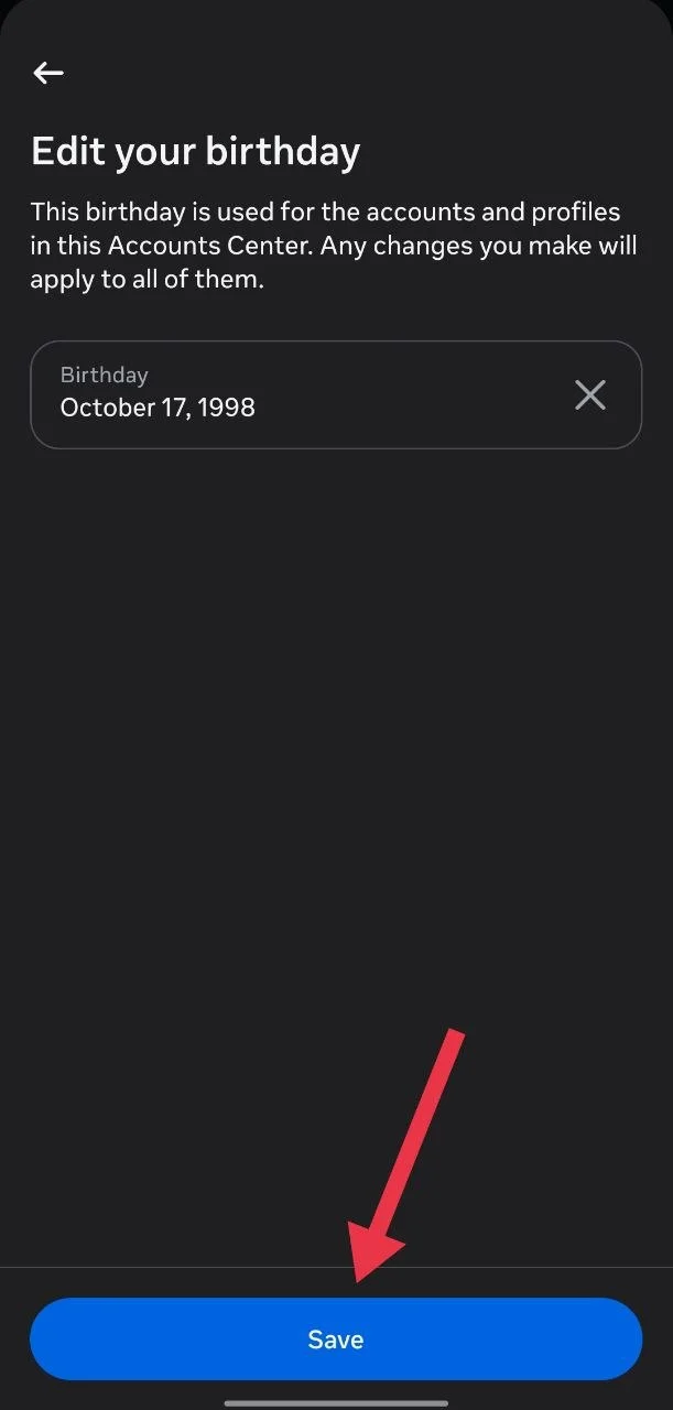 Change date of birth on Instagram