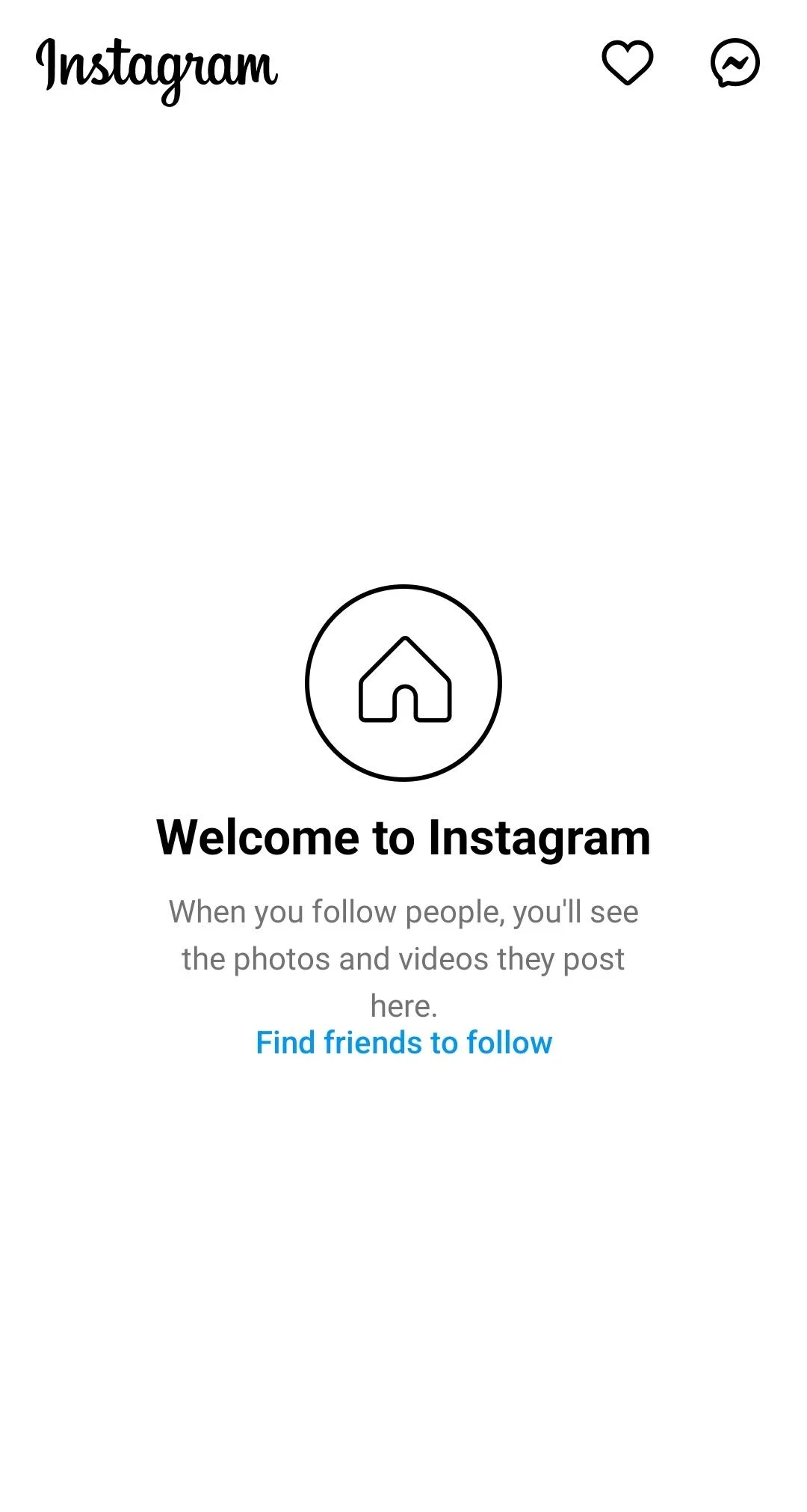 Instagram app showing the “Welcome to Instagram” screen with follow suggestions