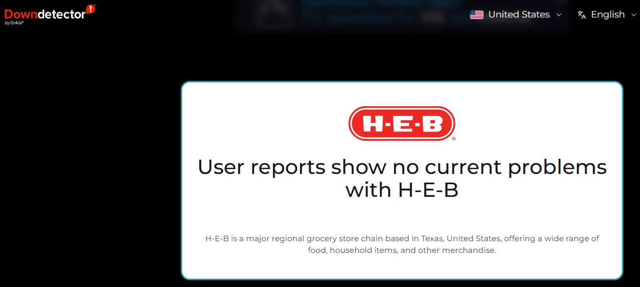 HEB server status page on Downdetector