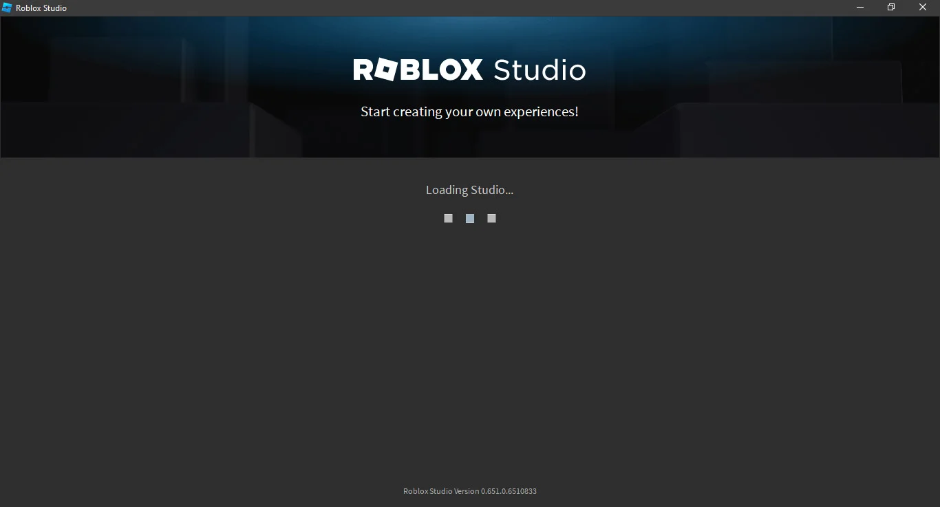 Roblox Studio loading screen displayed on Windows