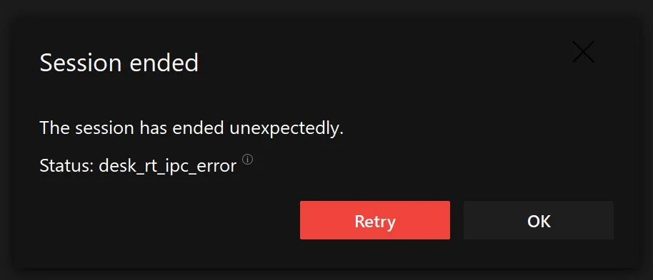 AnyDesk desk_rt_ipc_error messag