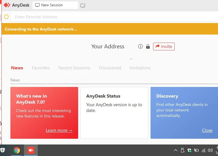 Connecting to the Anydesk network error message
