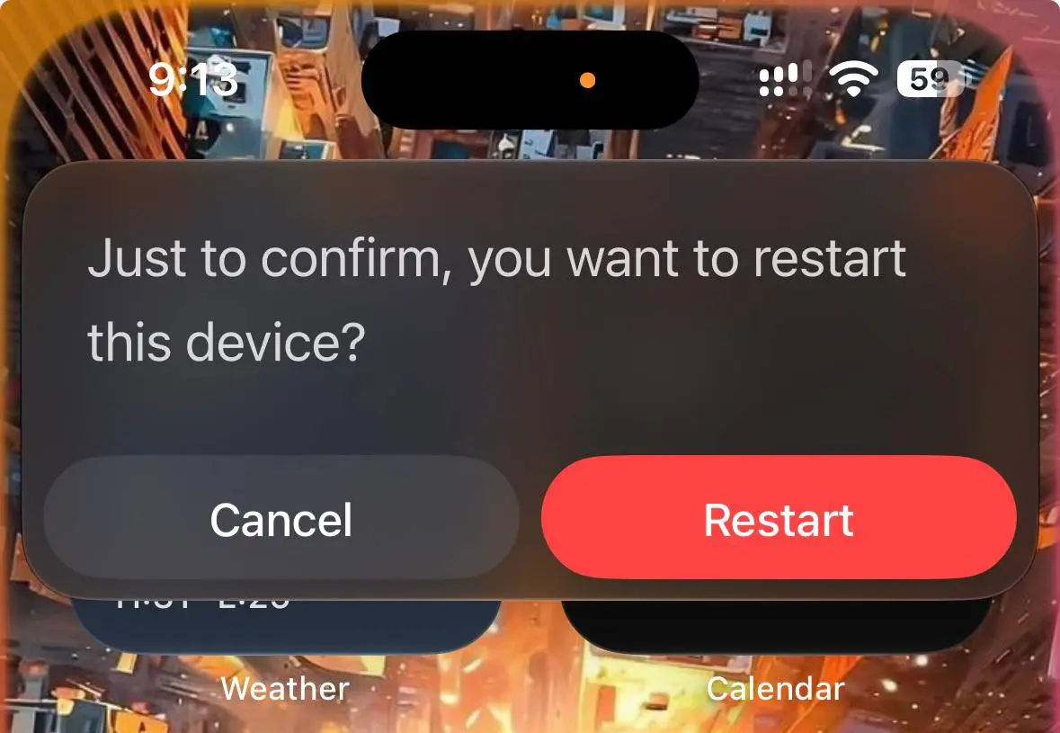 Restart option on iPhone
