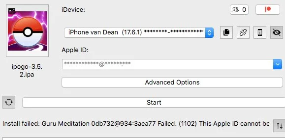 Sideloadly Install Failed: Guru Meditation error message